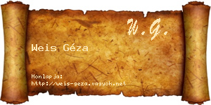 Weis Géza névjegykártya